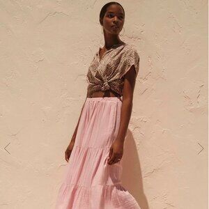 Velvet's Danielle Cotton Gauze Skirt in Peony Pink